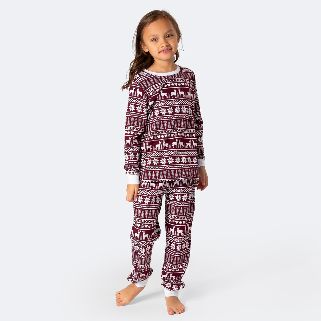 Vintermönster Vinröd Pyjamas Barn