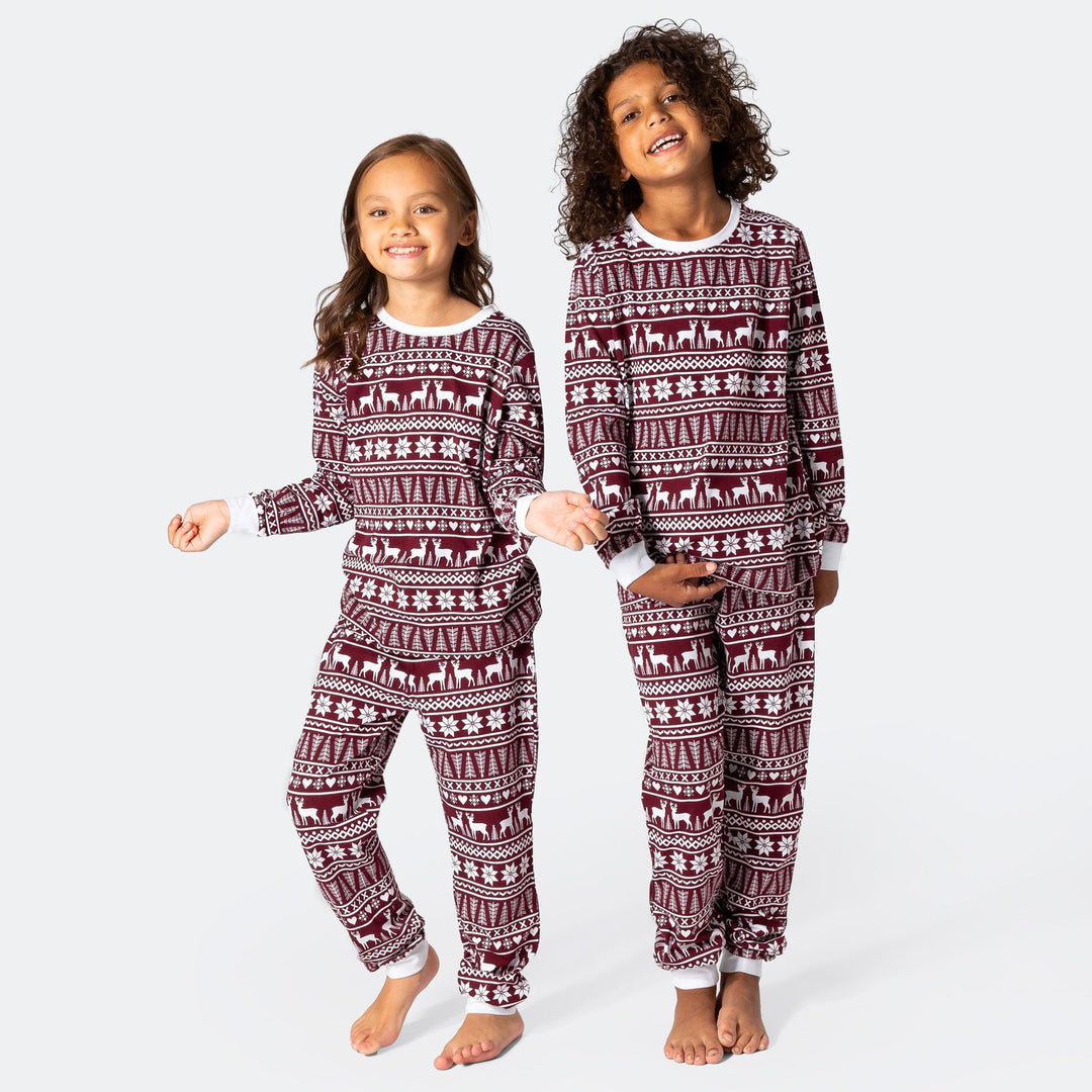 Vintermönster Vinröd Pyjamas Barn