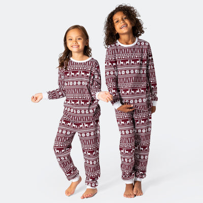 Vintermönster Vinröd Pyjamas Barn