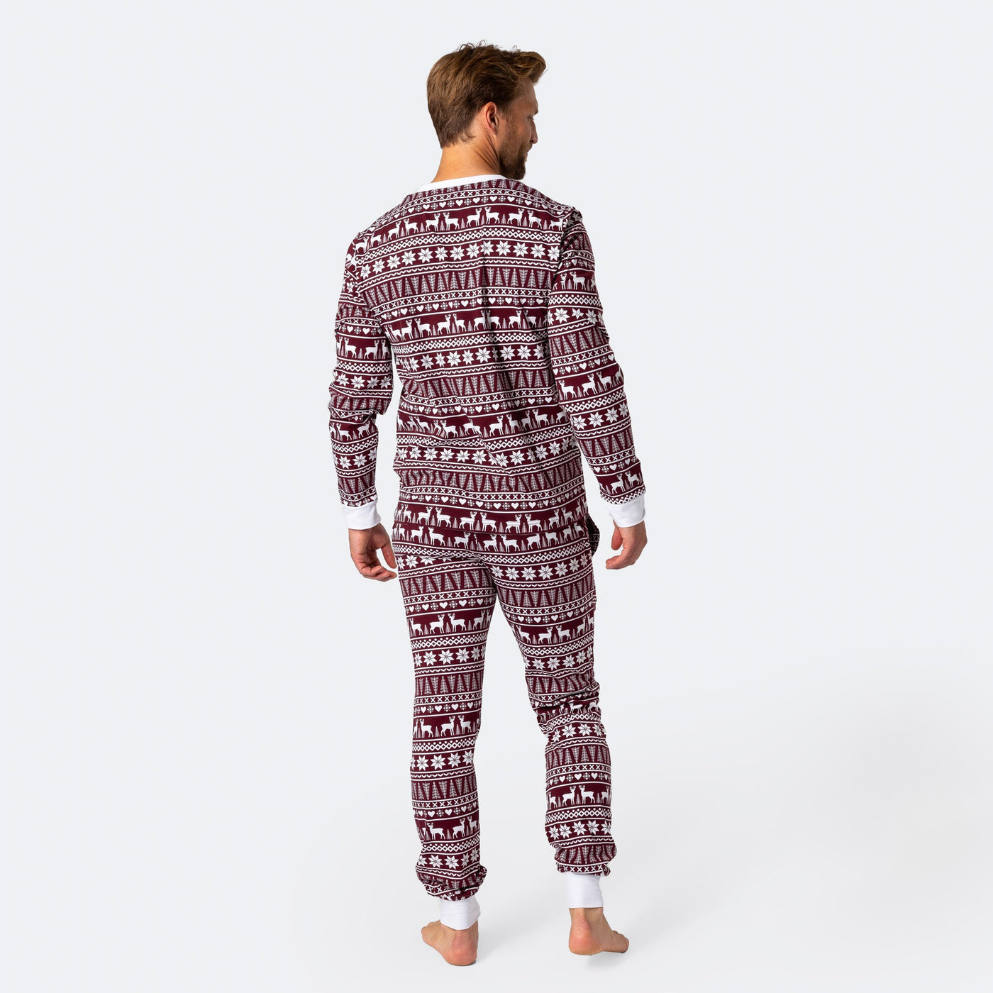 Vintermönster Vinröd Pyjamas Herr