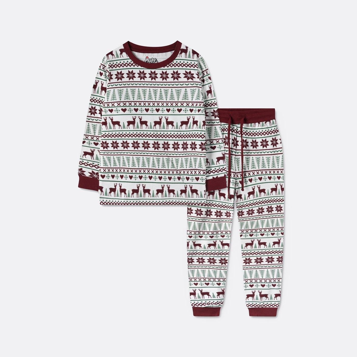 Vintermönster Vit Pyjamas Barn