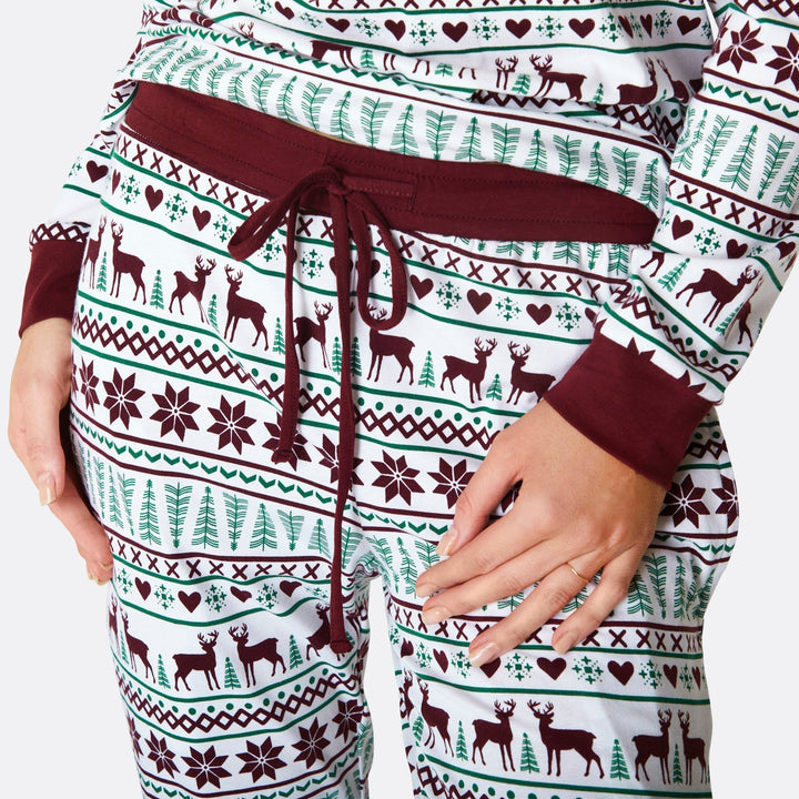 Vintermönster Vit Pyjamas Dam