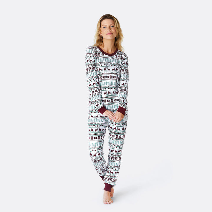 Vintermönster Vit Pyjamas Dam