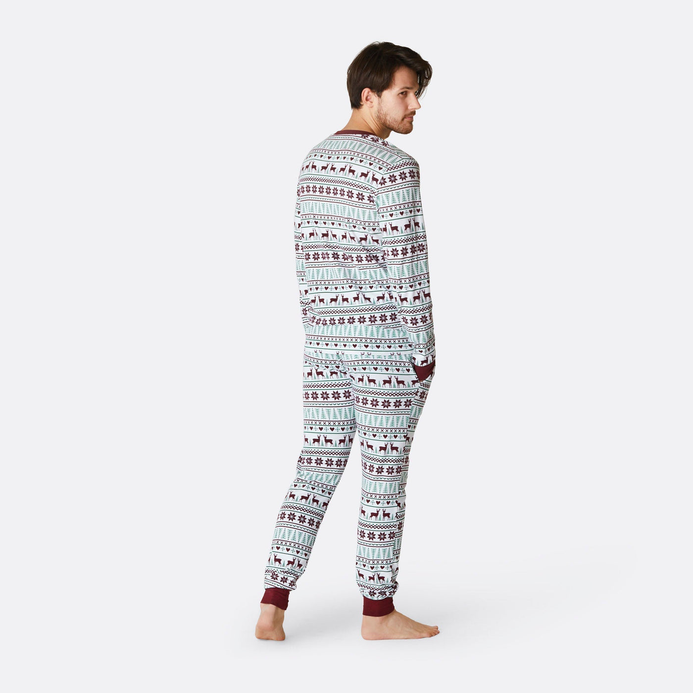 Vintermönster Vit Pyjamas Herr